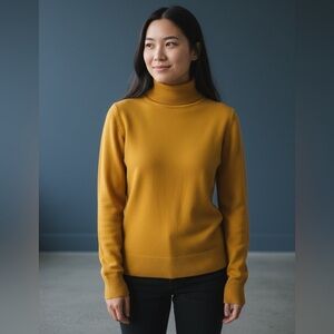 French Connection Golden Mustard Yellow Turtleneck Sweater